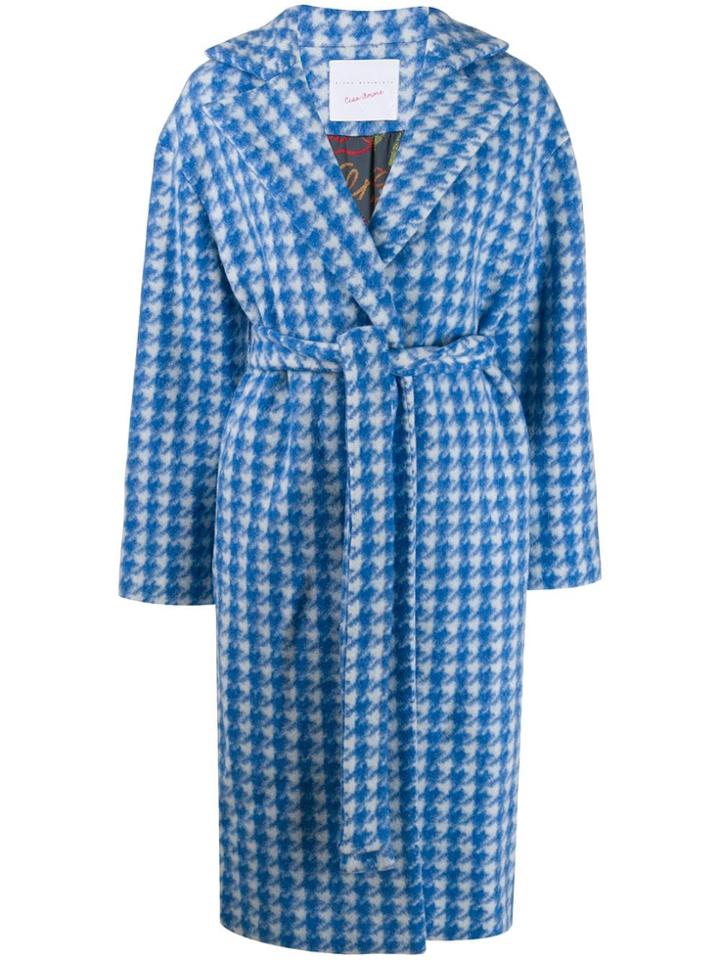 Giada Benincasa Houndstooth Oversized Coat - Blue