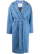 Giada Benincasa Houndstooth Oversized Coat - Blue