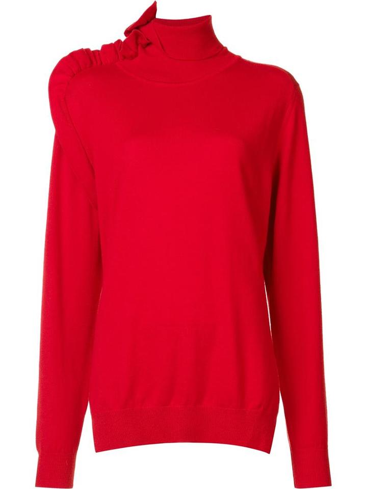 Les Animaux 'ruffle Polo Neck' Sweater, Women's, Size: Large, Red, Merino