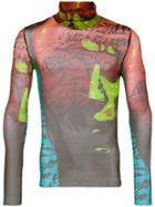 Jean Paul Gaultier Vintage Printed Sheer Band Collar Top - Black