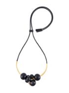 Marni Sphere Cluster Necklace, Women's, Black, Brass/resin/leather