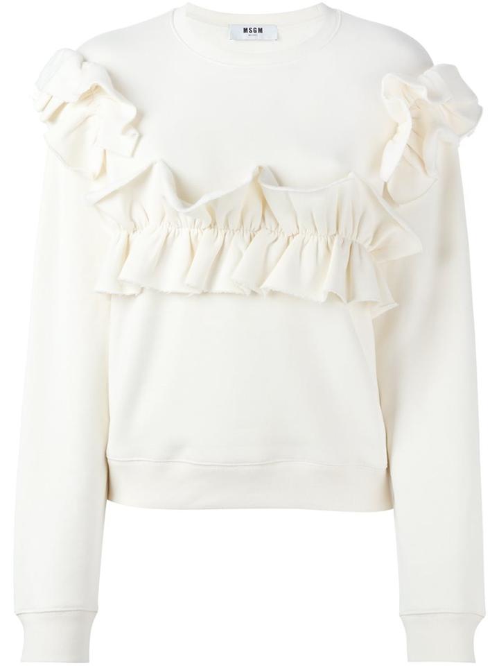 Msgm Ruffle Detail Sweatshirt, Women's, Size: Medium, Nude/neutrals, Cotton