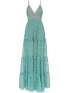 Amiri Layered Skirt Floral Print Silk Gown - Blue