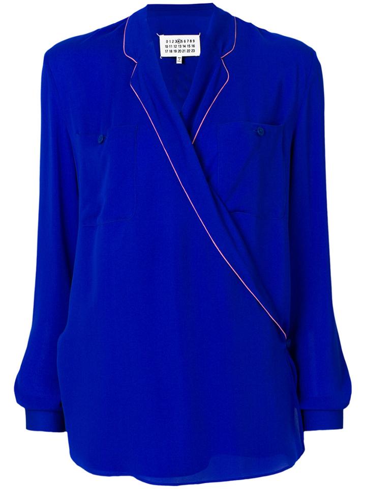 Maison Margiela Piped Wrap Blouse - Blue