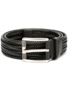 Salvatore Ferragamo Classic Braided Pattern Belt, Men's, Size: 100, Black, Leather/spandex/elastane