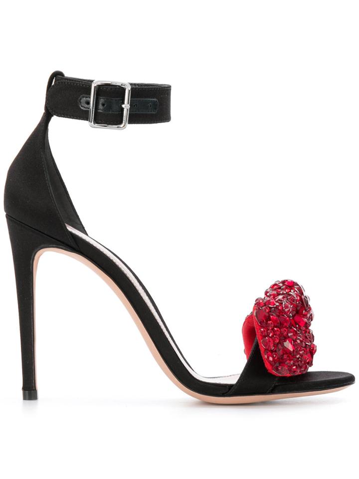 Alexander Mcqueen Embellished Bow Sandals - Black