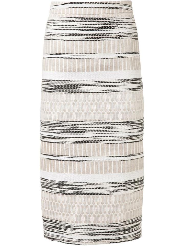 Christian Siriano Woven Stripe Skirt, Women's, Size: 6, Nude/neutrals, Linen/flax