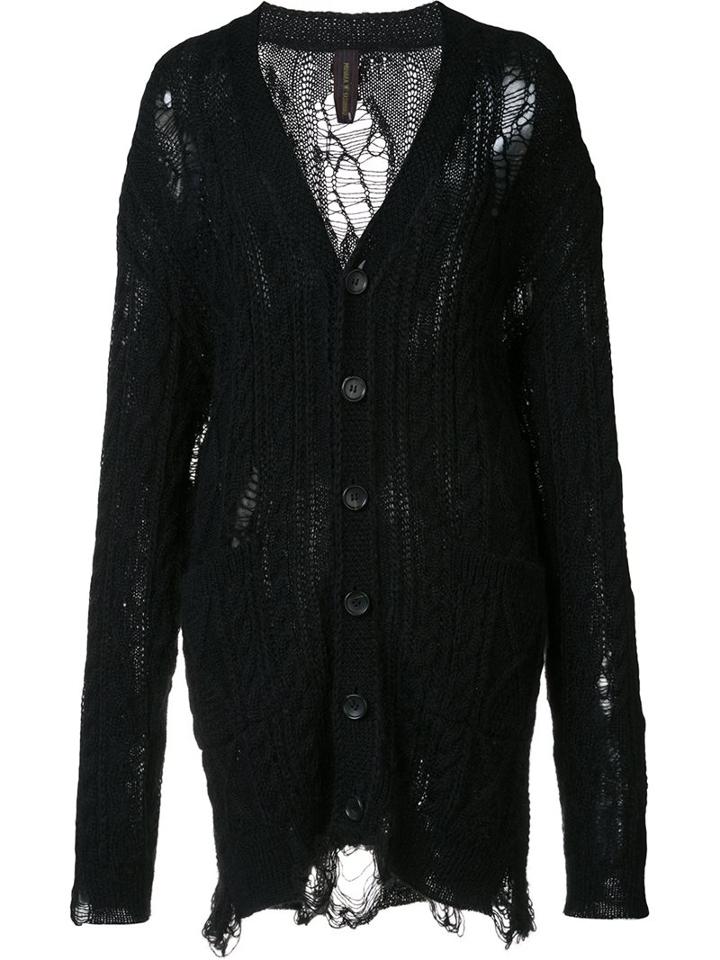 Miharayasuhiro Distressed Cardigan, Women's, Size: 40, Black, Mohair/wool/alpaca