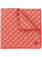 Canali Printed Pocket Square Scarf - Red