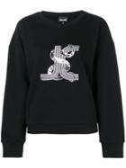 Just Cavalli Logo Snake Embroidered Sweatshirt - Black