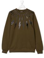 Neil Barrett Kids Teen Lightning Bolt Sweatshirt - Green