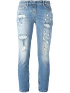 Faith Connexion Distressed Cropped Jeans, Women's, Size: 29, Blue, Cotton/spandex/elastane