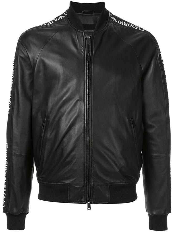 Emporio Armani Logo Band Bomber Jacket - Black