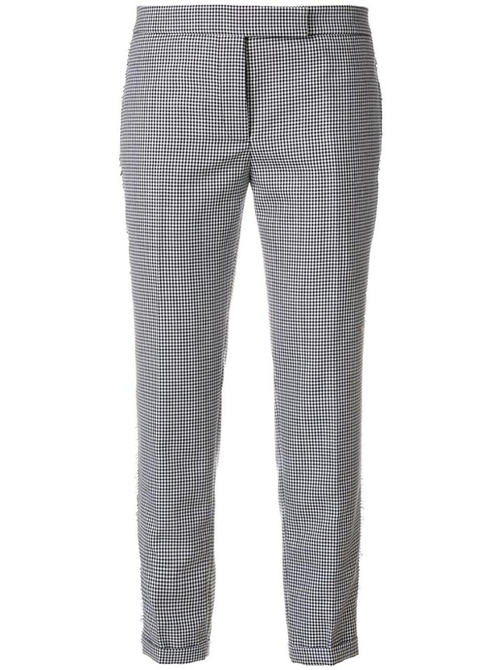 Thom Browne Lowrise Skinny Trouser With Fray In Hopsack Check Wool