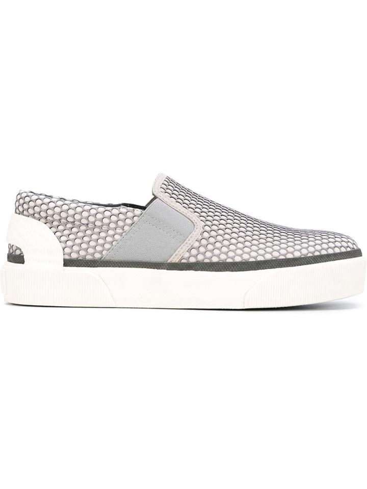 Lanvin Pull-on Slip-on Sneakers, Men's, Size: 6, Grey, Calf Leather/polyester/rubber