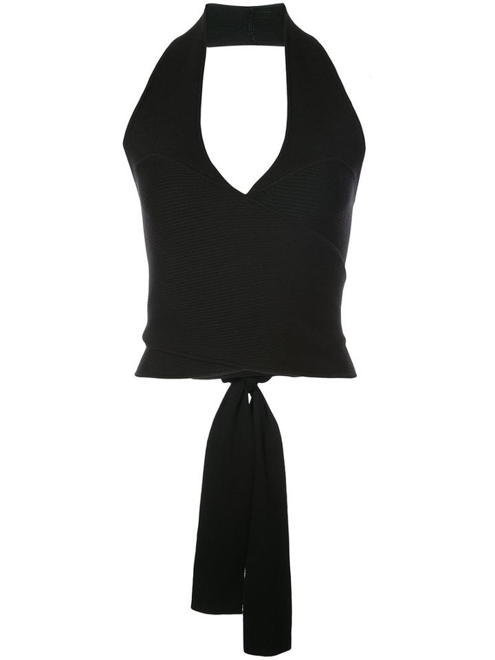 Tome - Ribbed Detail Halterneck Knitted Top - Women - Merino - S, Black, Merino