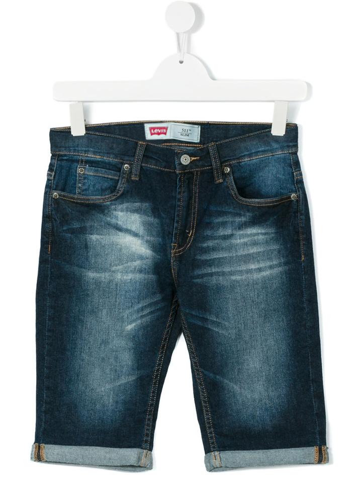 Faded Denim Shorts - Kids - Cotton/spandex/elastane - 16 Yrs, Blue, Levi's Kids