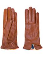 Paul Smith Contrast Trim Gloves - Brown