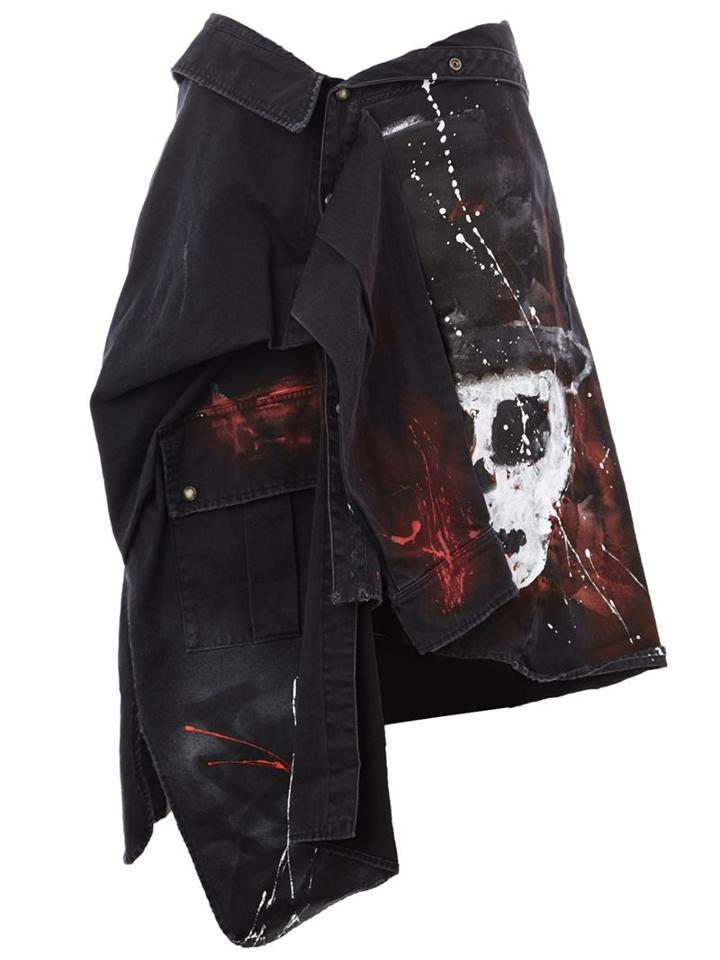 Faith Connexion Skull Print Asymmetric Skirt