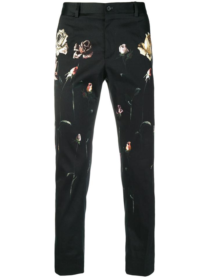 Dolce & Gabbana Printed Flower Chinos - Black