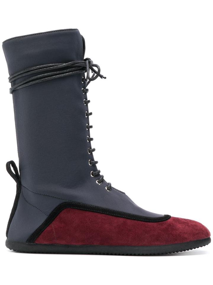 L'autre Chose Two-tone Lace-up Boots - Blue