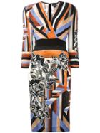 Just Cavalli Floral Print V-neck Dress, Women's, Size: 42, Viscose