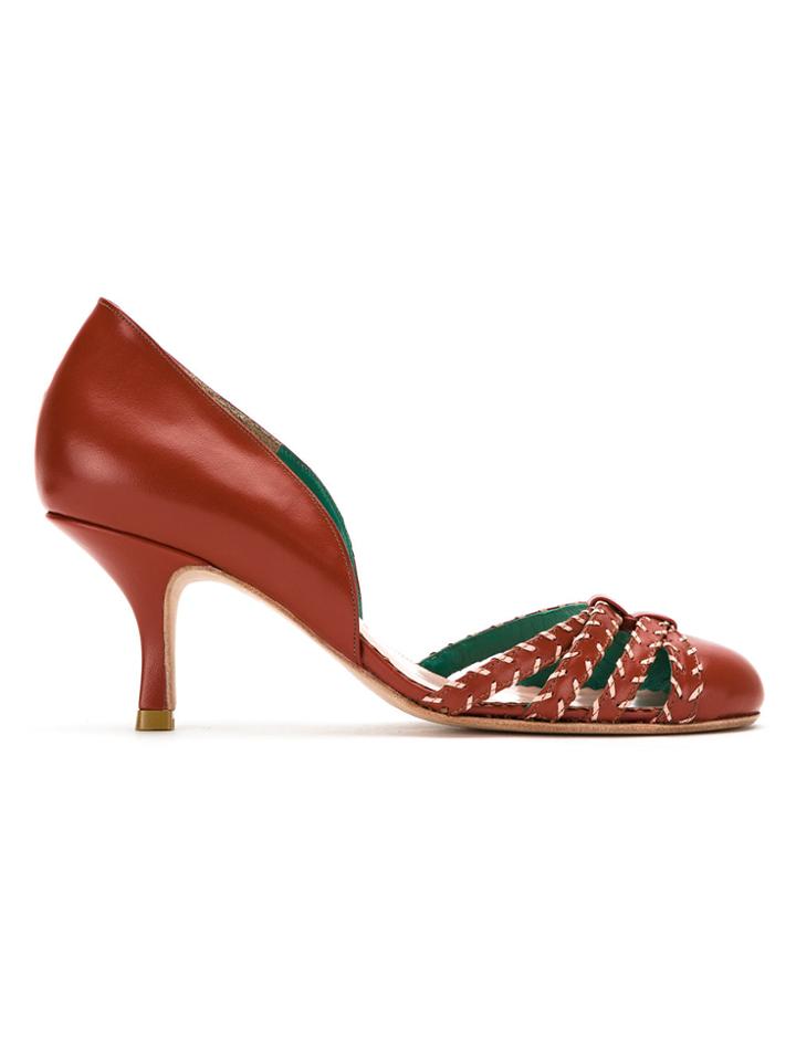 Sarah Chofakian Contrasting Trim Pumps - Red