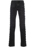 Pierre Balmain Criss-cross Detail Jeans - Grey