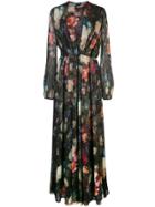 Adam Lippes Floral Print Long Dress - Black