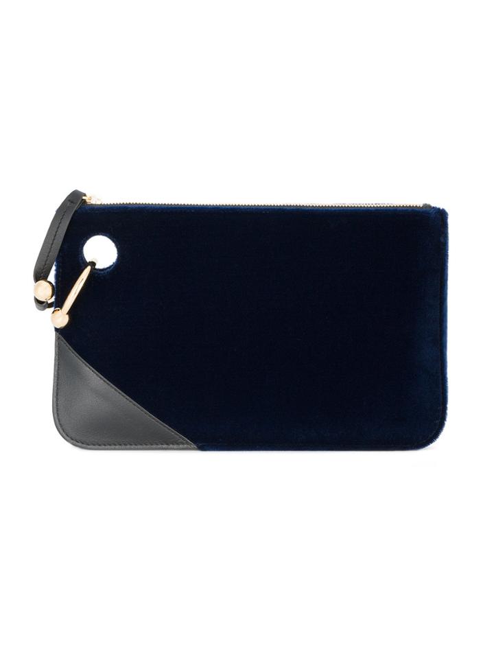 Jw Anderson Pierce Velvet Clutch - Blue