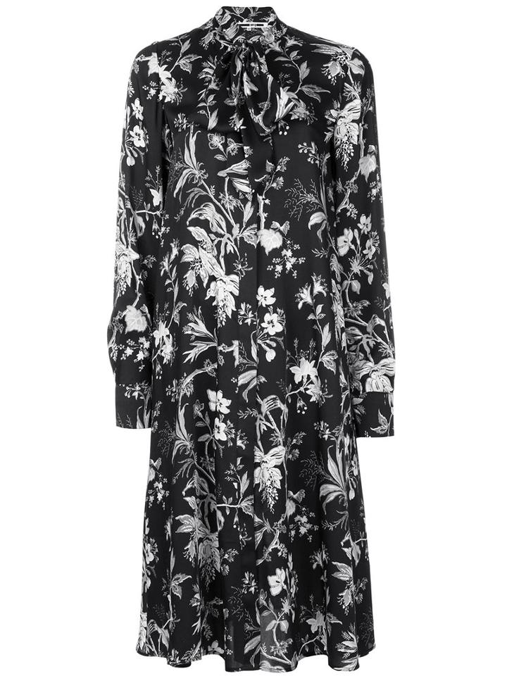 Mcq Alexander Mcqueen - Floral Print Shirt Dress - Women - Polyester - 40, Black, Polyester