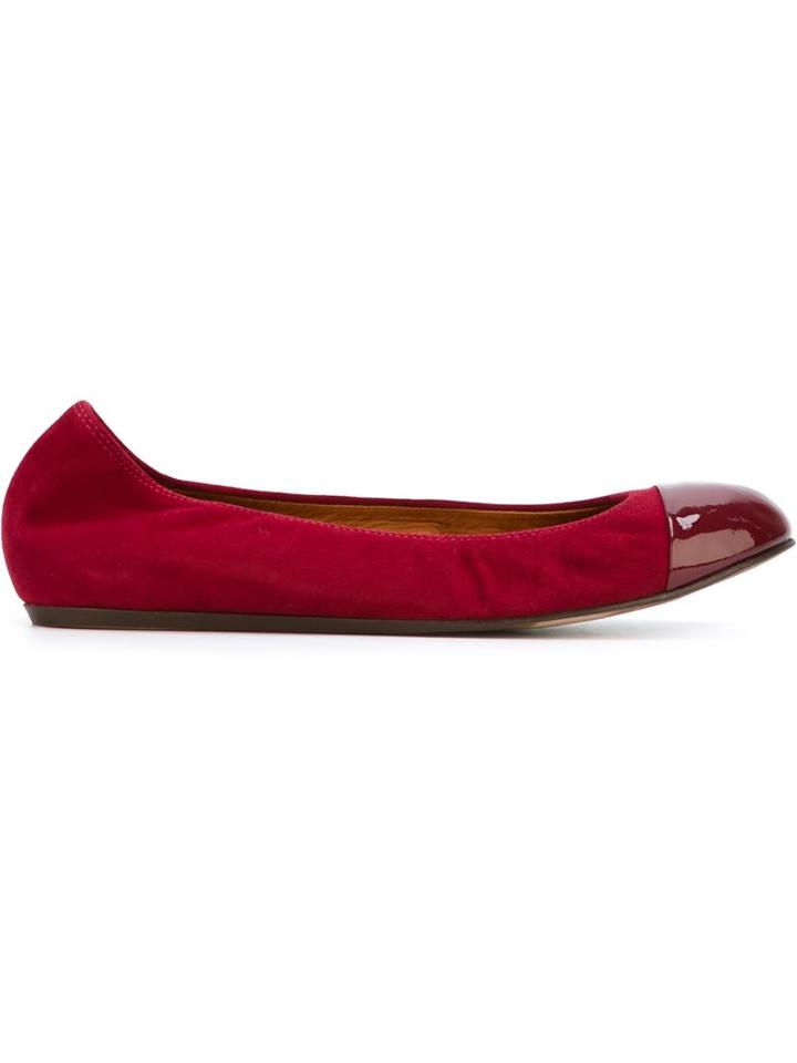 Lanvin Toe Cap Ballerinas, Women's, Size: 36, Red, Goat Skin/leather/rubber