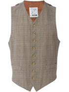 Moschino Vintage Checked Tweed Waistcoat, Men's, Size: 48, Brown
