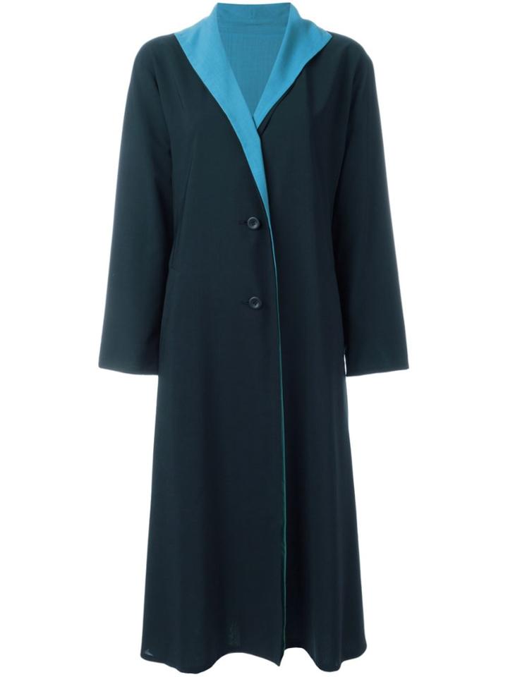Issey Miyake Vintage Contrast Lapel Coat - Blue