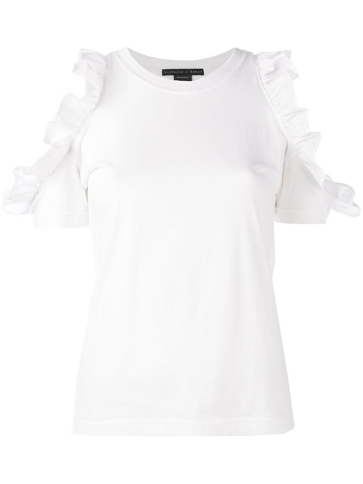 Victoria/tomas Cold Shoulder Top, Women's, Size: 36, White, Cotton