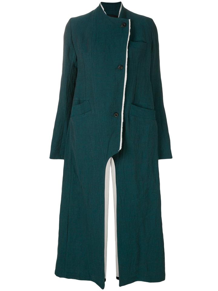 Lost & Found Ria Dunn Single Breasted Asymmetric Coat - Green
