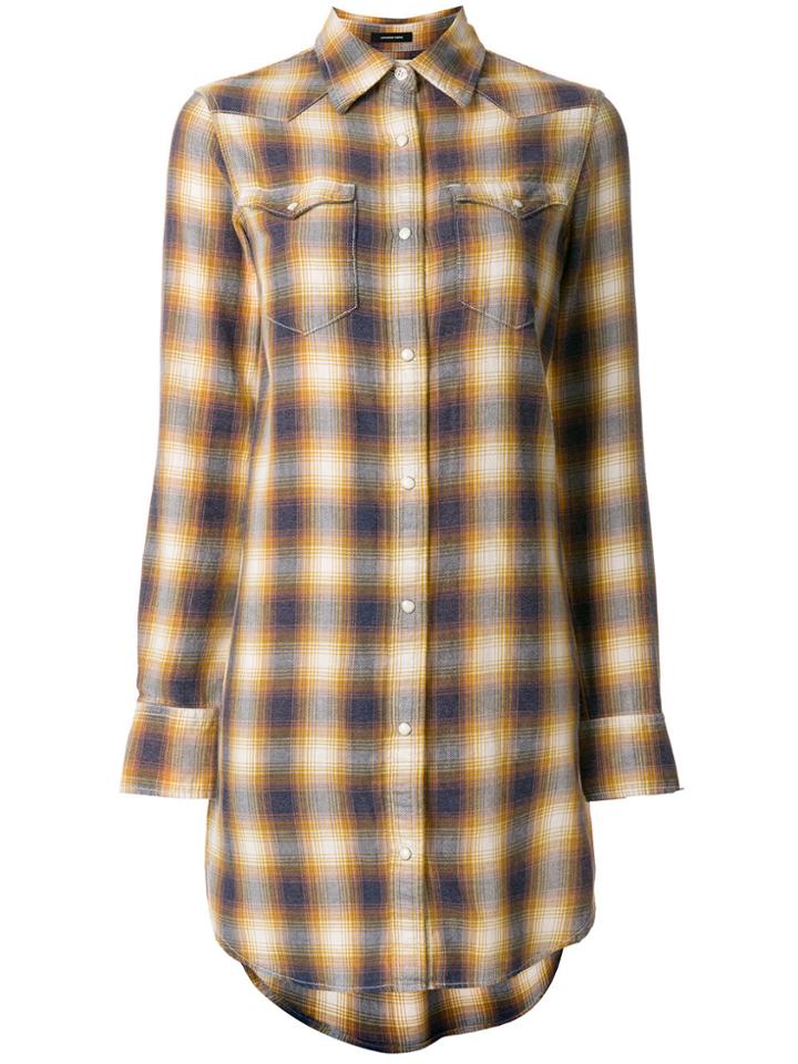 R13 Plaid Shirt Dress - Yellow & Orange