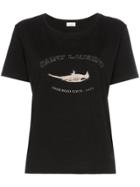 Saint Laurent Free Bird Logo Cotton T-shirt - Black