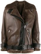 Blancha Zipped Oversized Jacket - Brown
