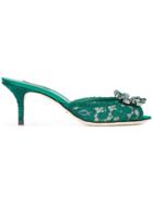Dolce & Gabbana Lace Embellished Sandals - Green