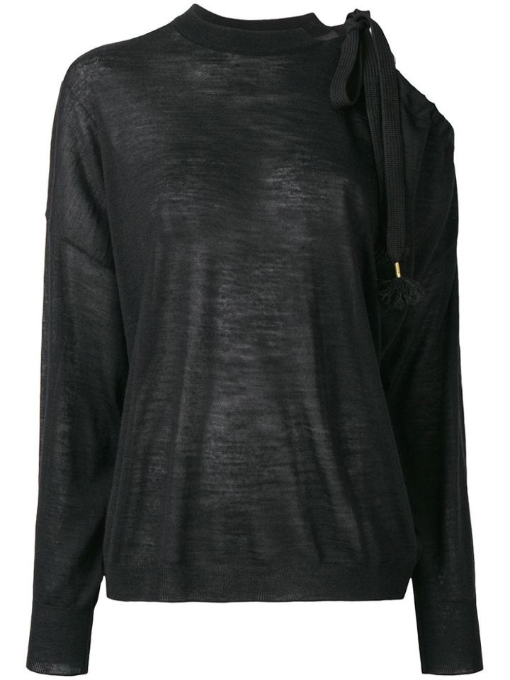 Nude Cold Shoulder Knitted Top - Black