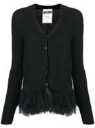 Moschino Tulle Peplum Ribbed-knit Cardigan - Black