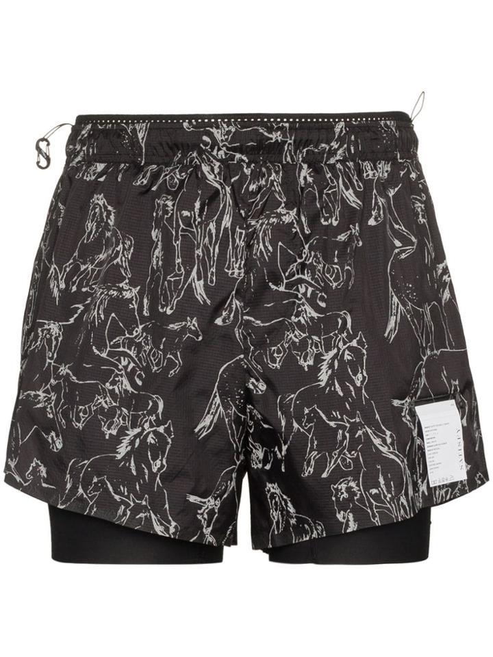 Satisfy 3 Inch Horse Print Shorts - Black