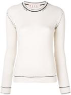 Marni Contrast Stitch Hem Sweater - White