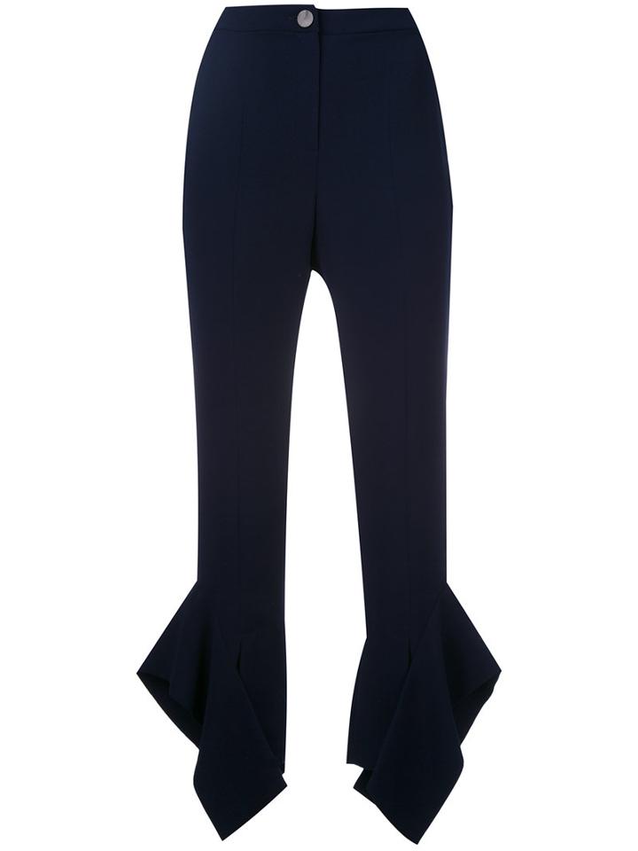 Eudon Choi - Draped Cropped Pants - Women - Polyester - 14, Women's, Blue, Polyester