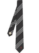 Burberry Slim Cut Striped Silk Jacquard Tie - Black