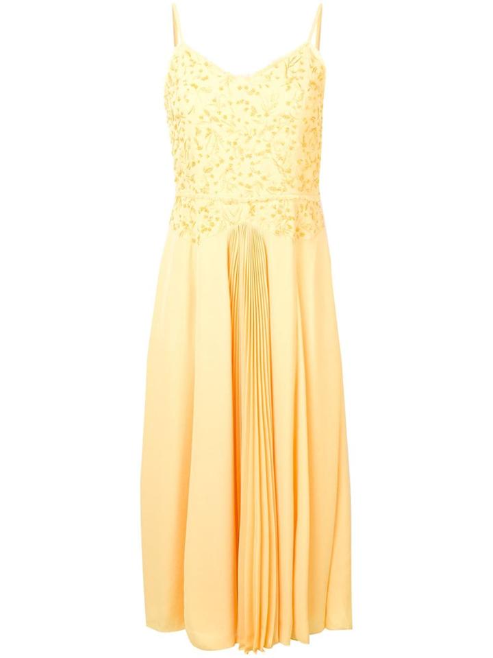 Noon By Noor Ray Embroidered Pleated Dress - Yellow