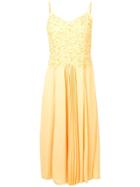 Noon By Noor Ray Embroidered Pleated Dress - Yellow