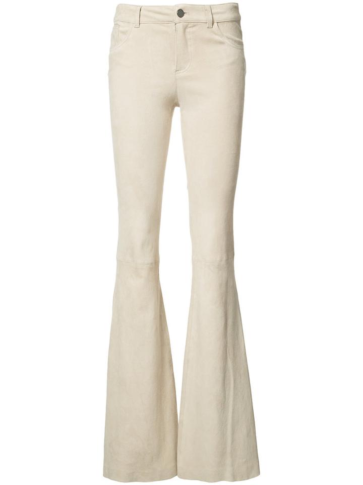 Alice+olivia Flared Trousers, Women's, Size: 4, Nude/neutrals, Lamb Skin/acetate