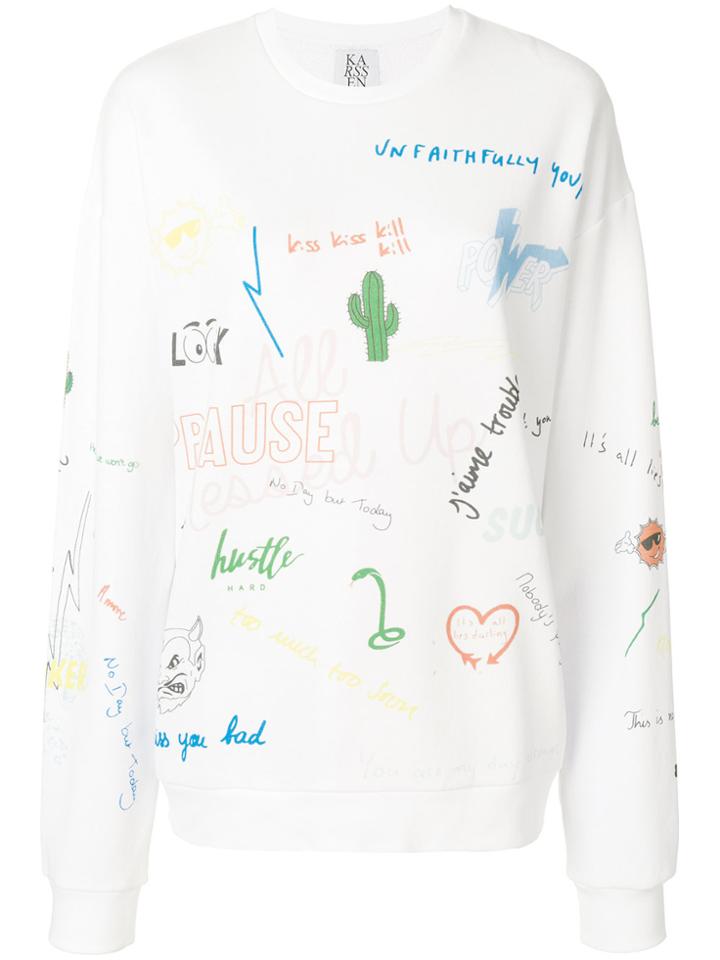 Zoe Karssen Sketch Print Jumper - White